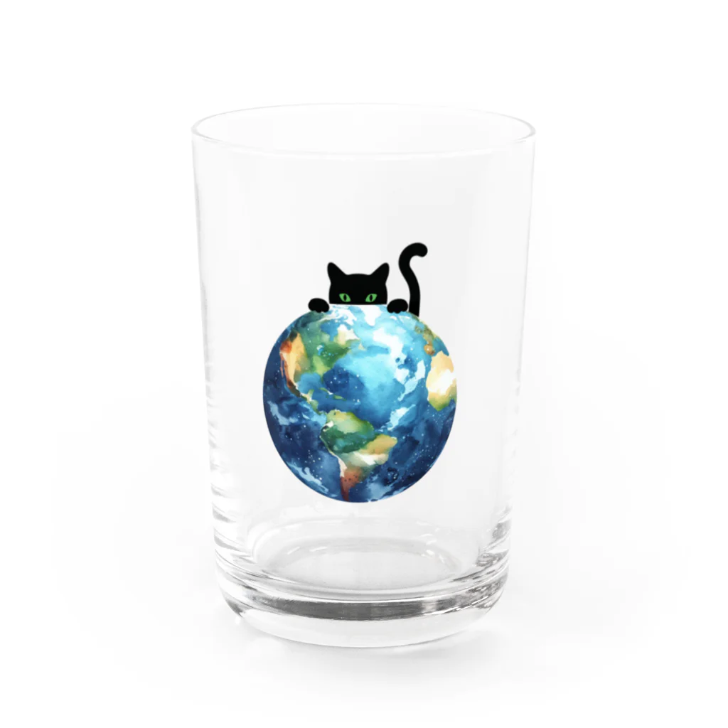 amecatsの地球と黒猫 Water Glass :front