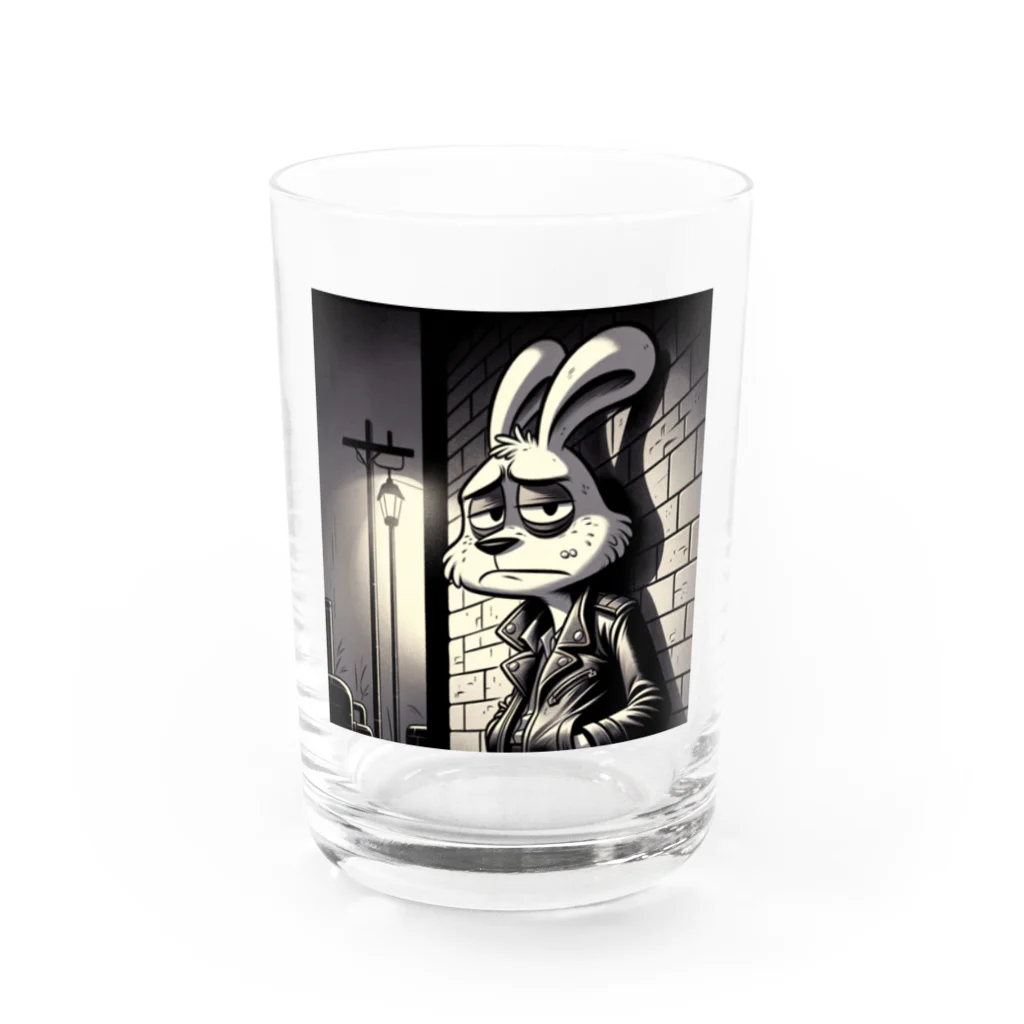 Kawaii屋さんのヤサグレた都会ウサギ Water Glass :front