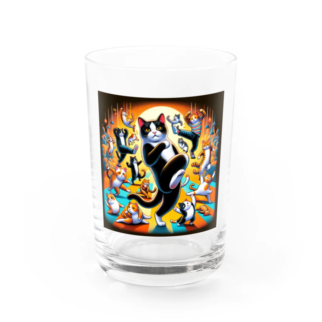 CatCraftsの猫のダンスパーティー Water Glass :front