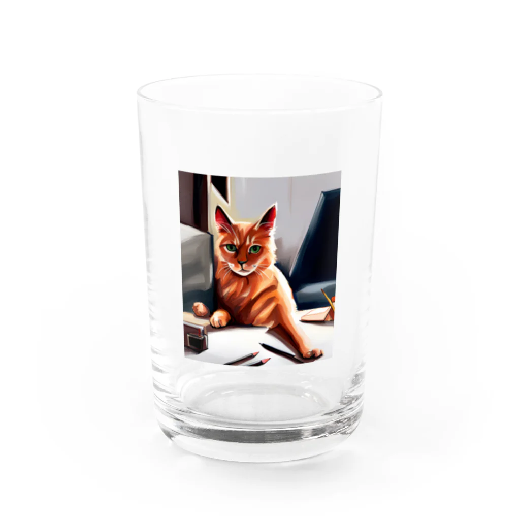 ソルブラインのお仕事猫「ブライ」 Water Glass :front