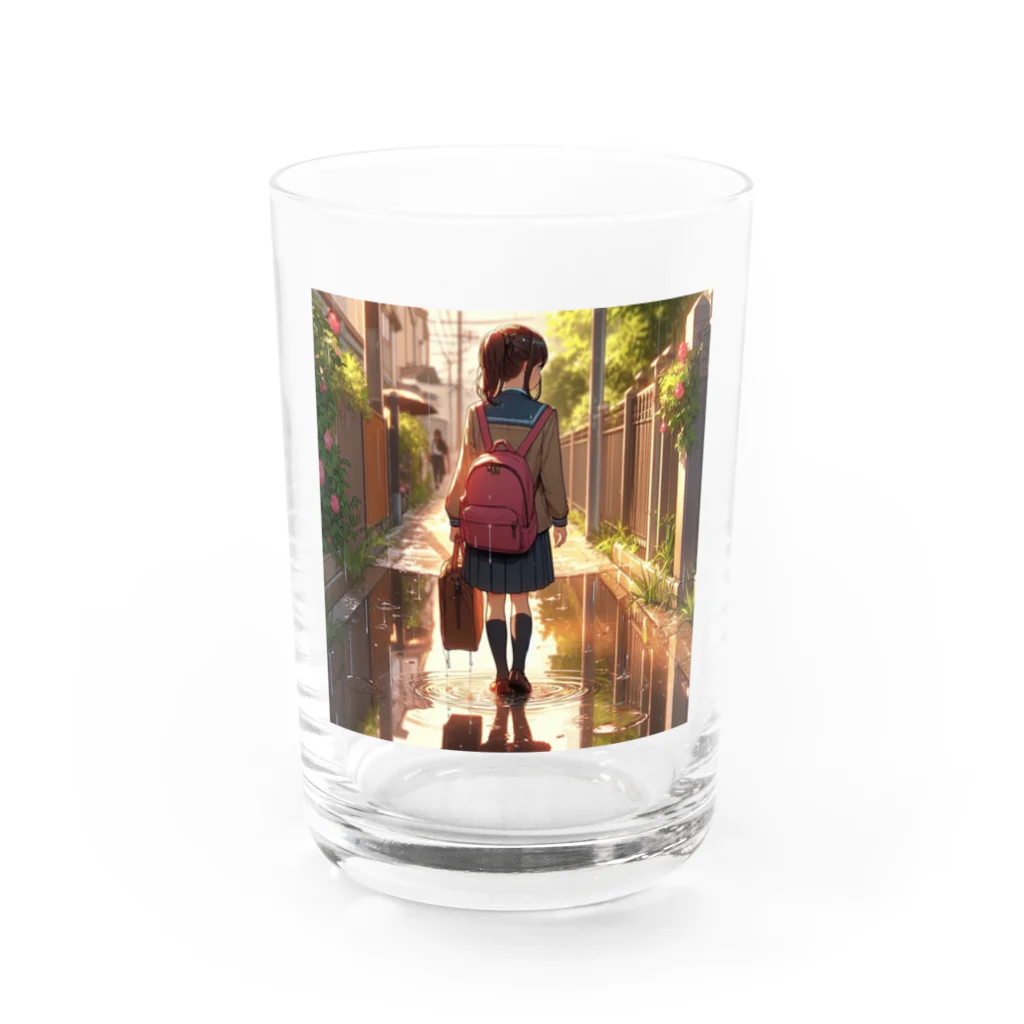 ふりむいての雨上がりの路地裏 Water Glass :front