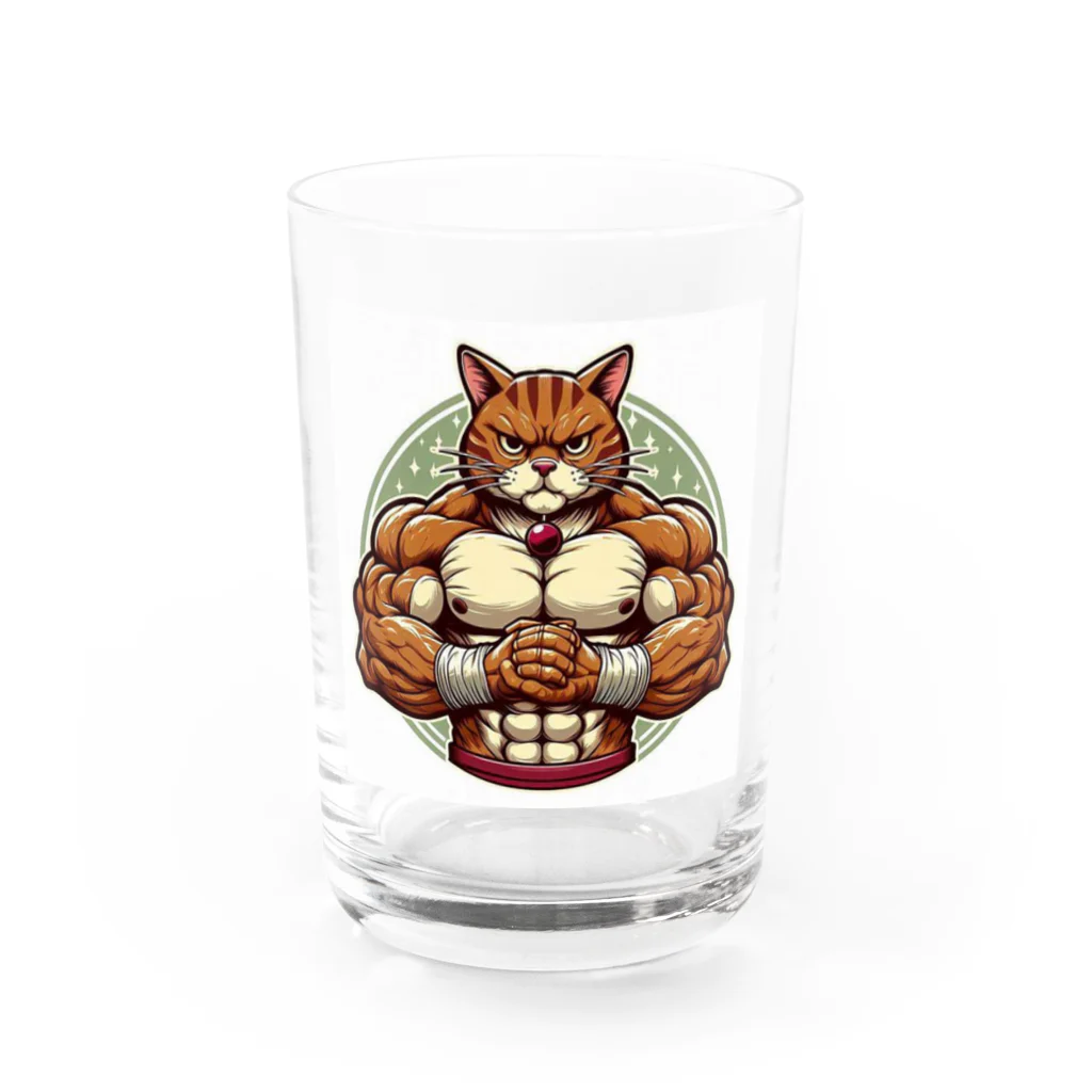 MUSCLE CAT 🐈🐈‍⬛のマッスルキャット　キジ虎 Water Glass :front