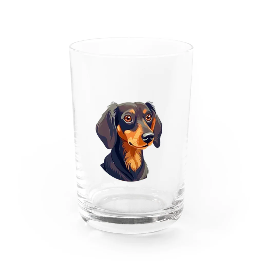 ドッグハウスベティのブラックタン・ダックス Water Glass :front