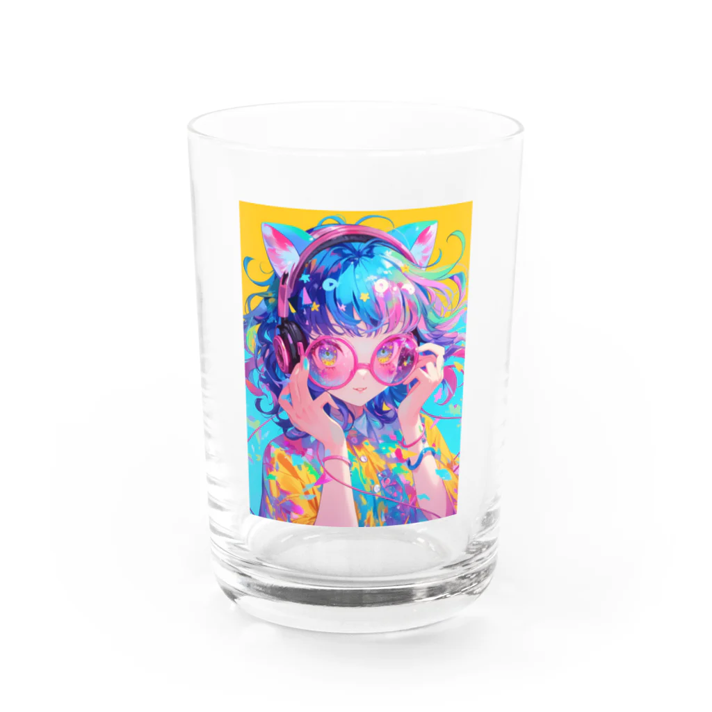 no_mi_Ke08のメガネの可愛い女の子のキャラクター Water Glass :front