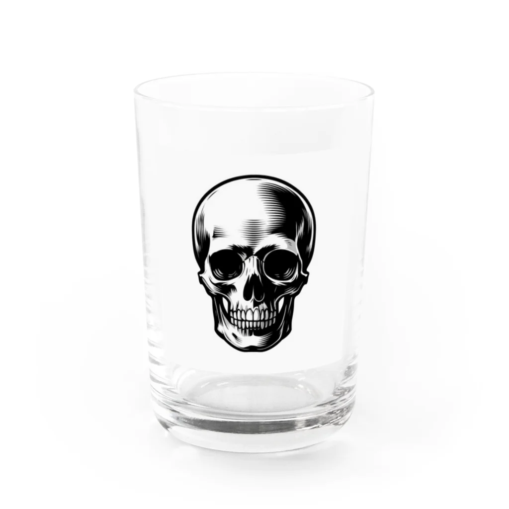 髑髏と骨のシンプルスカル Water Glass :front