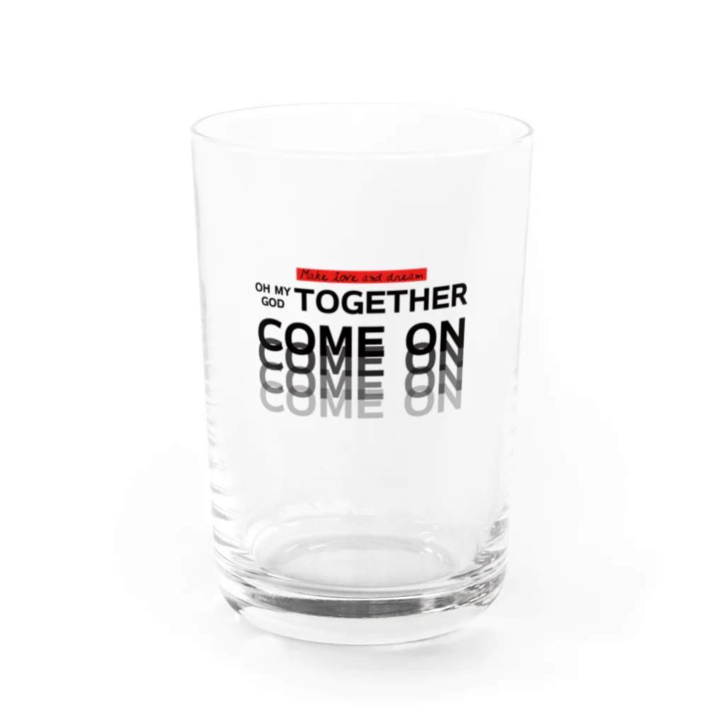 muscle_oniisanのオーマイゴッドトゥギャザー（黒文字） Water Glass :front