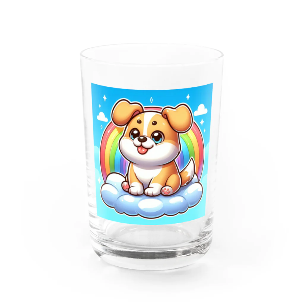 Minoyaの雲に乗った犬 Water Glass :front