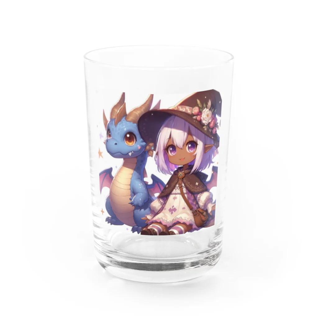 ピクセルパレットのドラゴンと可愛い女の子3 Water Glass :front