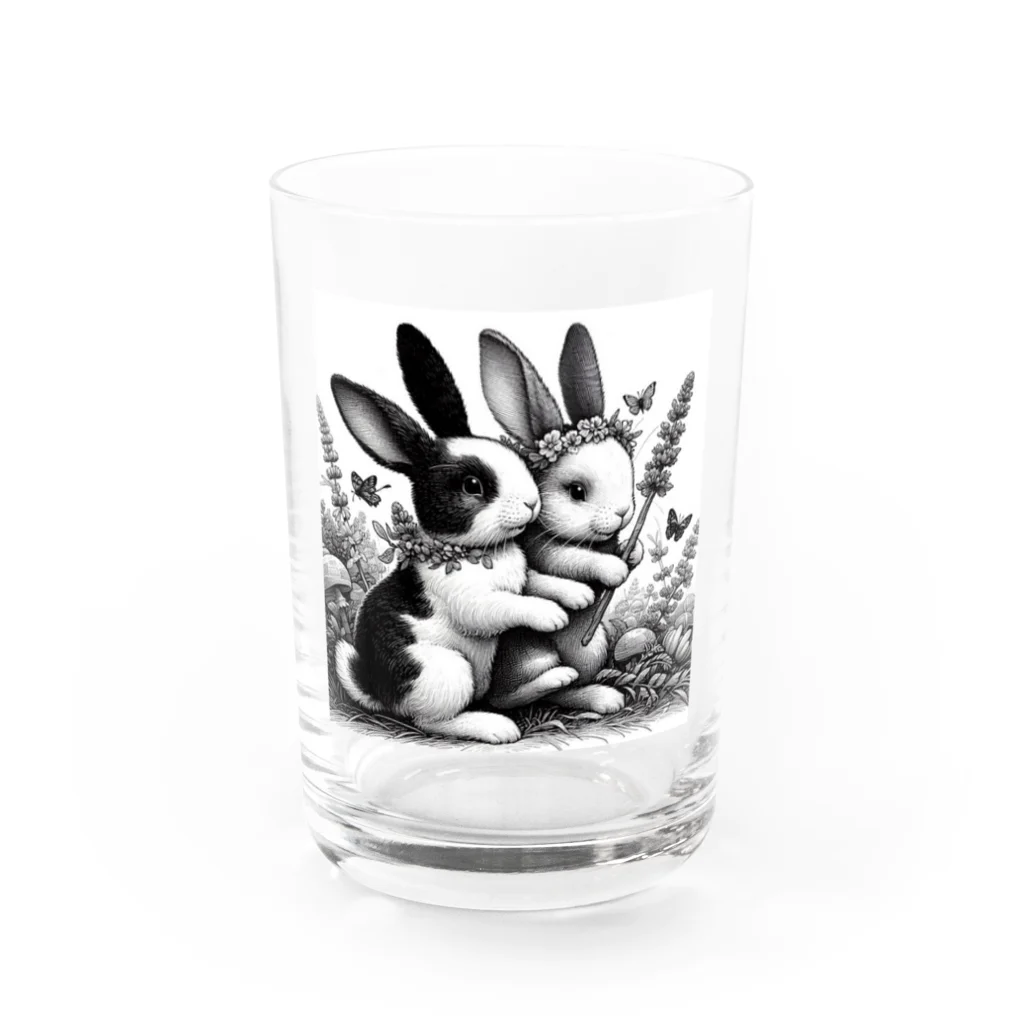 harumama04のシンプルにかわいいウサギのグッズ Water Glass :front