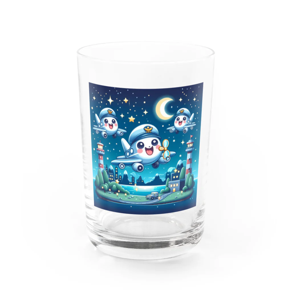 キャラクターズのキラキラ夜景飛行くん Water Glass :front