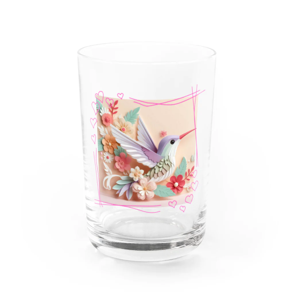 終わらない夢🌈のパステルカラーのハチドリ💞 Water Glass :front