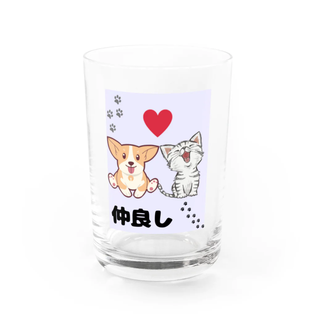 ニャンにゃんこ(kaji)の仲良しさん Water Glass :front