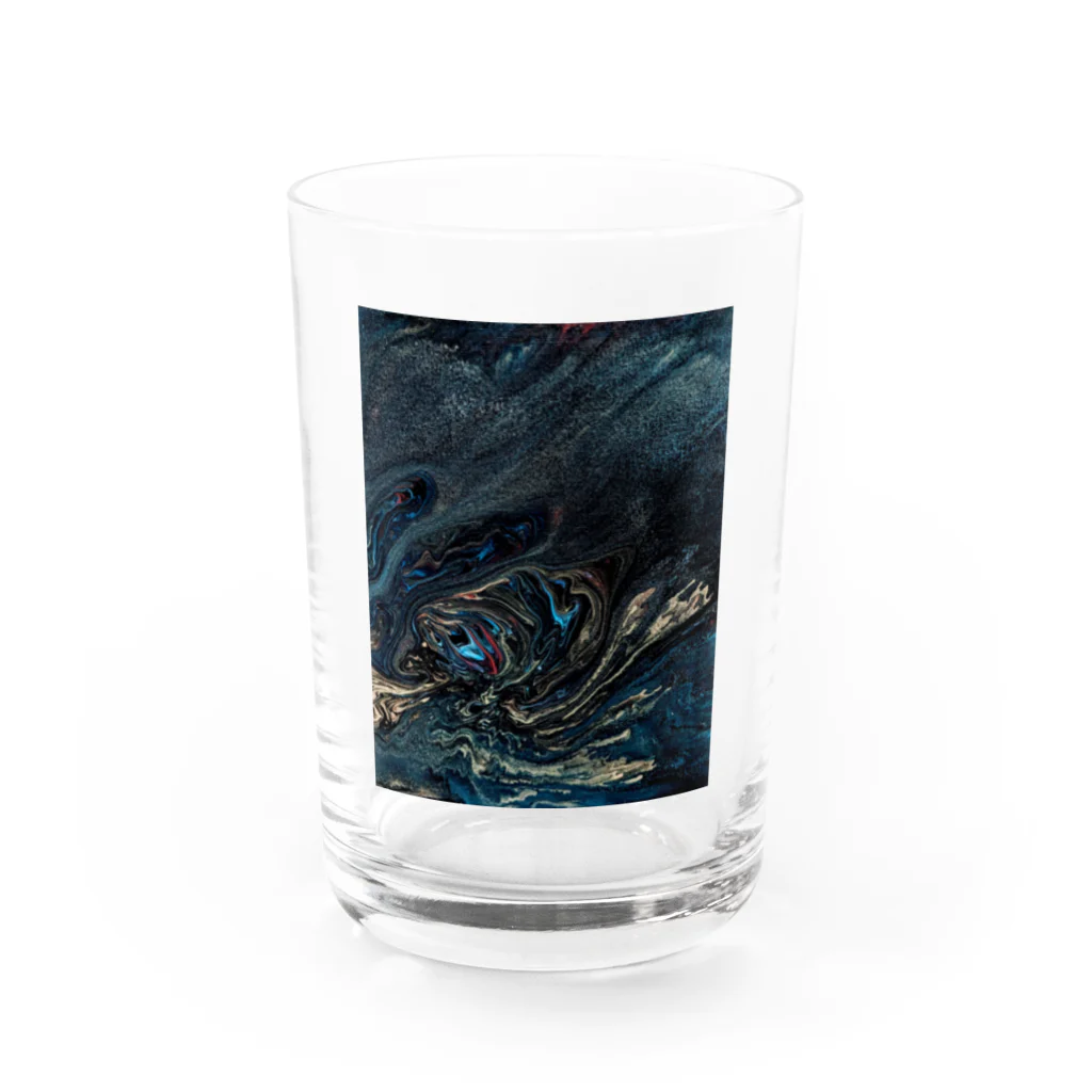 夜のアトリエのフルイドアートグッズ　夜の大海と夜の巨龍 Water Glass :front