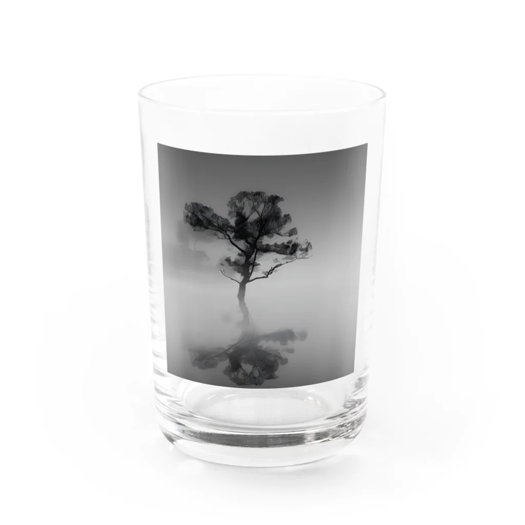 million-mindの朝靄の湖畔に浮かぶ木 Water Glass :front