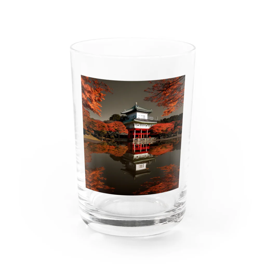 yohiti193の池に映る日本の歴史的建造物と紅葉 Water Glass :front