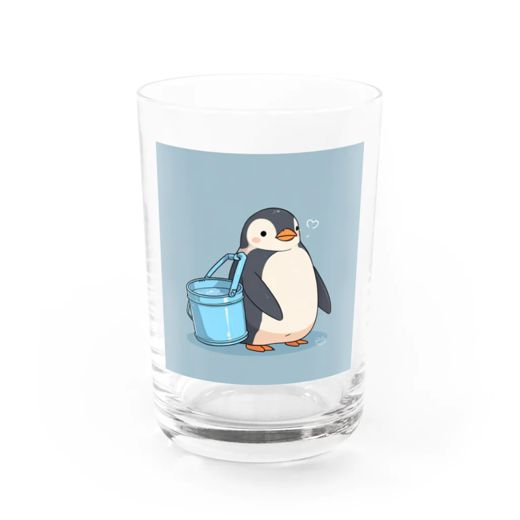 ganeshaのかわいいペンギンとおもちゃのバケツ Water Glass :front