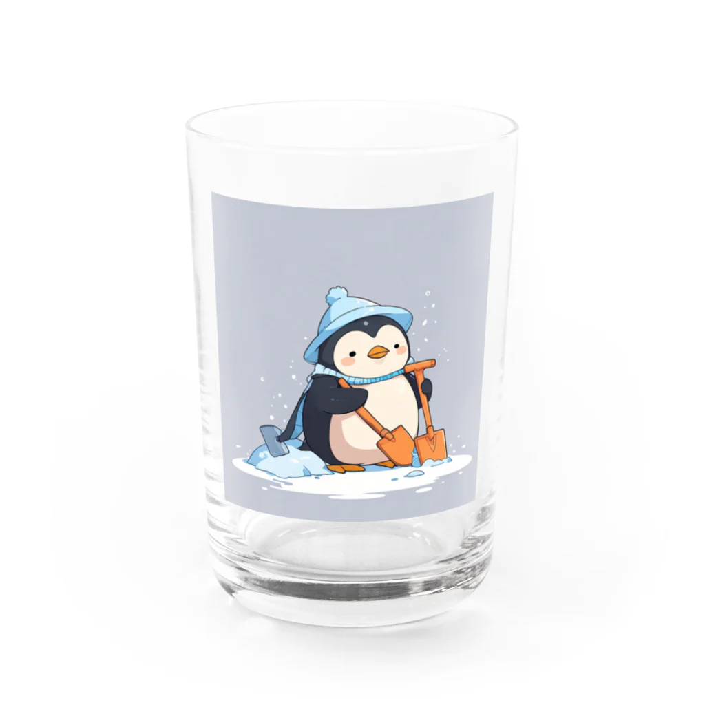 ganeshaのかわいいペンギンとおもちゃのシャベル Water Glass :front