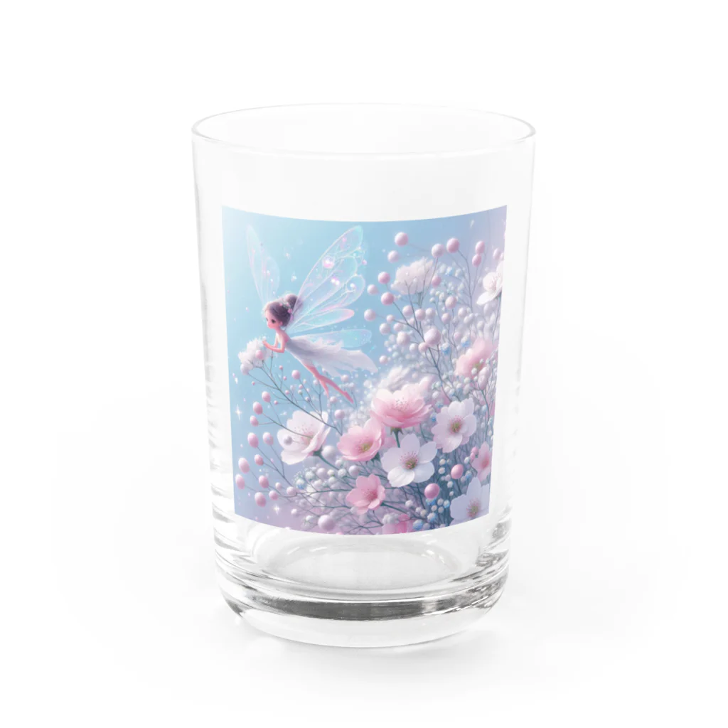 2024billionの花と宝石の妖精4月1 Water Glass :front