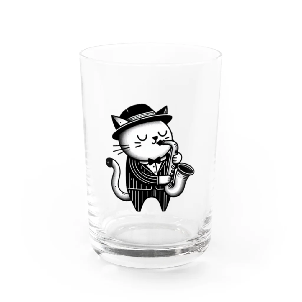 age3mのサックスプレイヤーキャット Water Glass :front