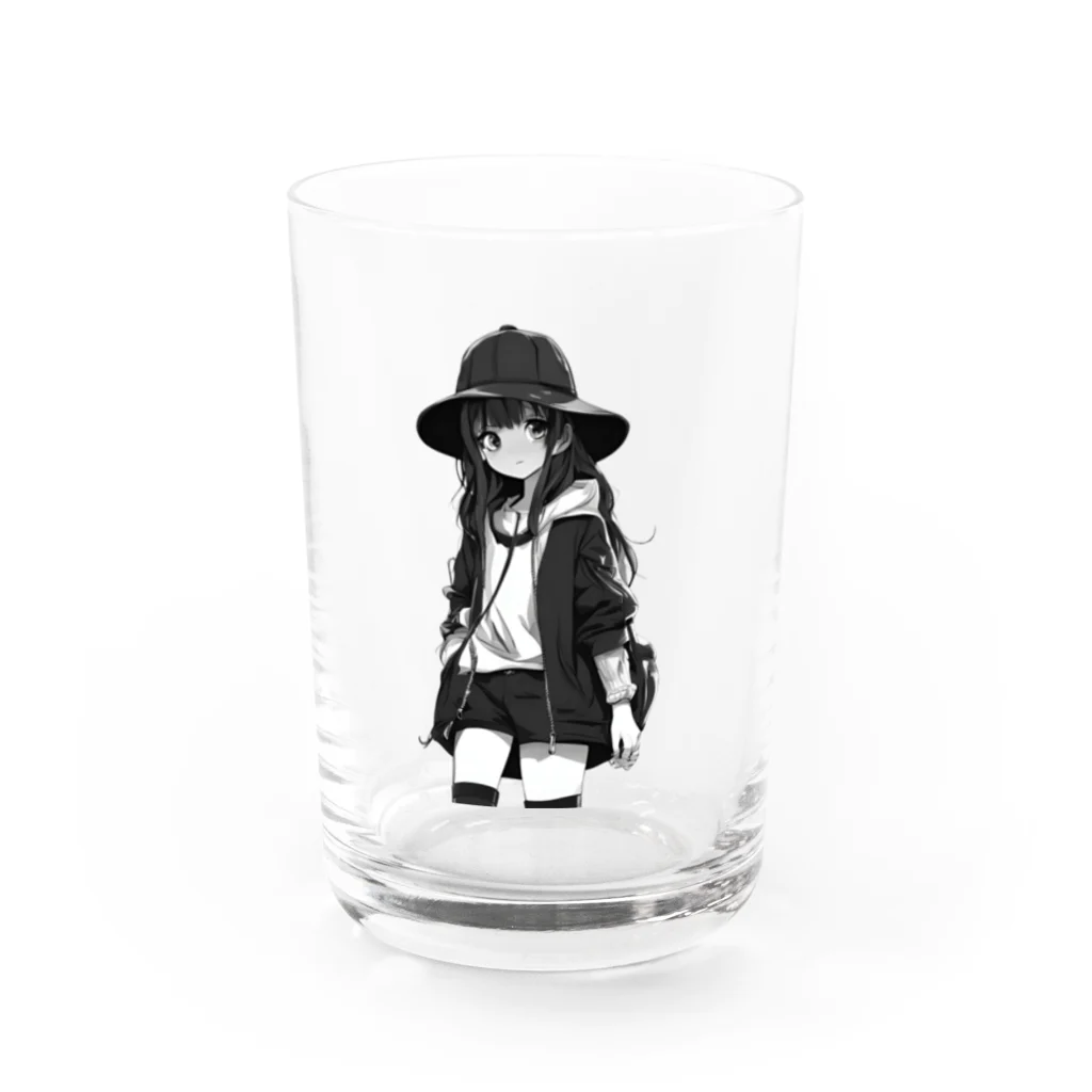 モノクロ美少女の悲しみ美少女モノクロ Water Glass :front