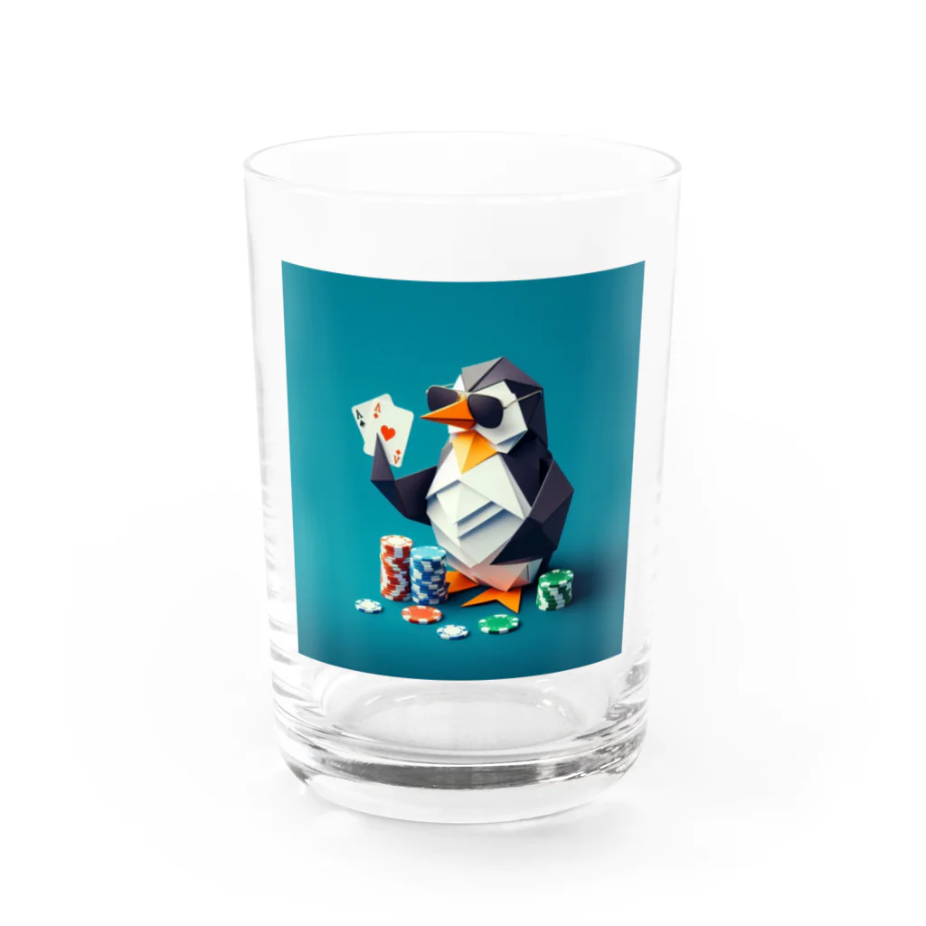 動物とポーカー AKsのペンギンポーカー Water Glass :front