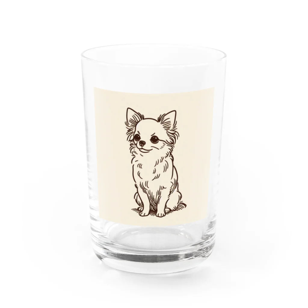 チワワのすももdear.moのチワワのおすわりできるもん Water Glass :front