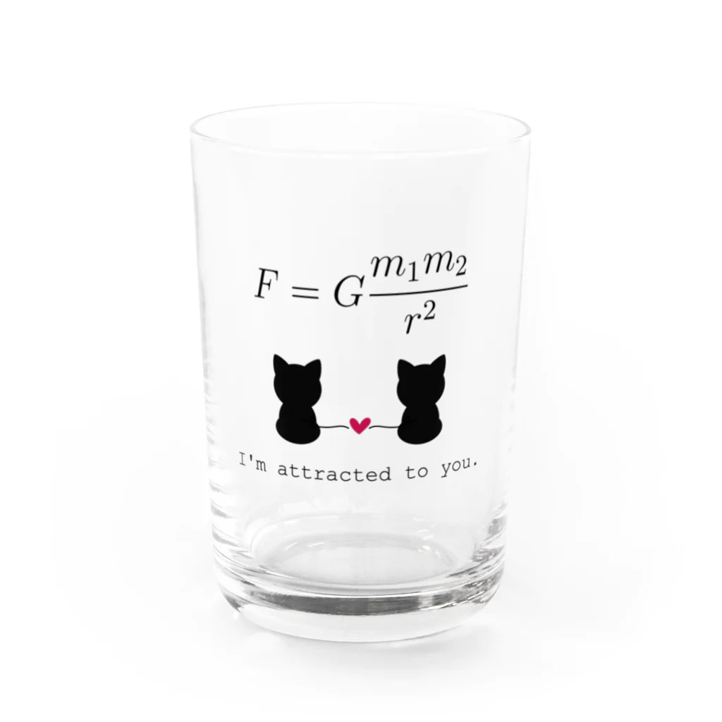 yuko_suzukiのニュートンの万有引力の法則と猫 Water Glass :front
