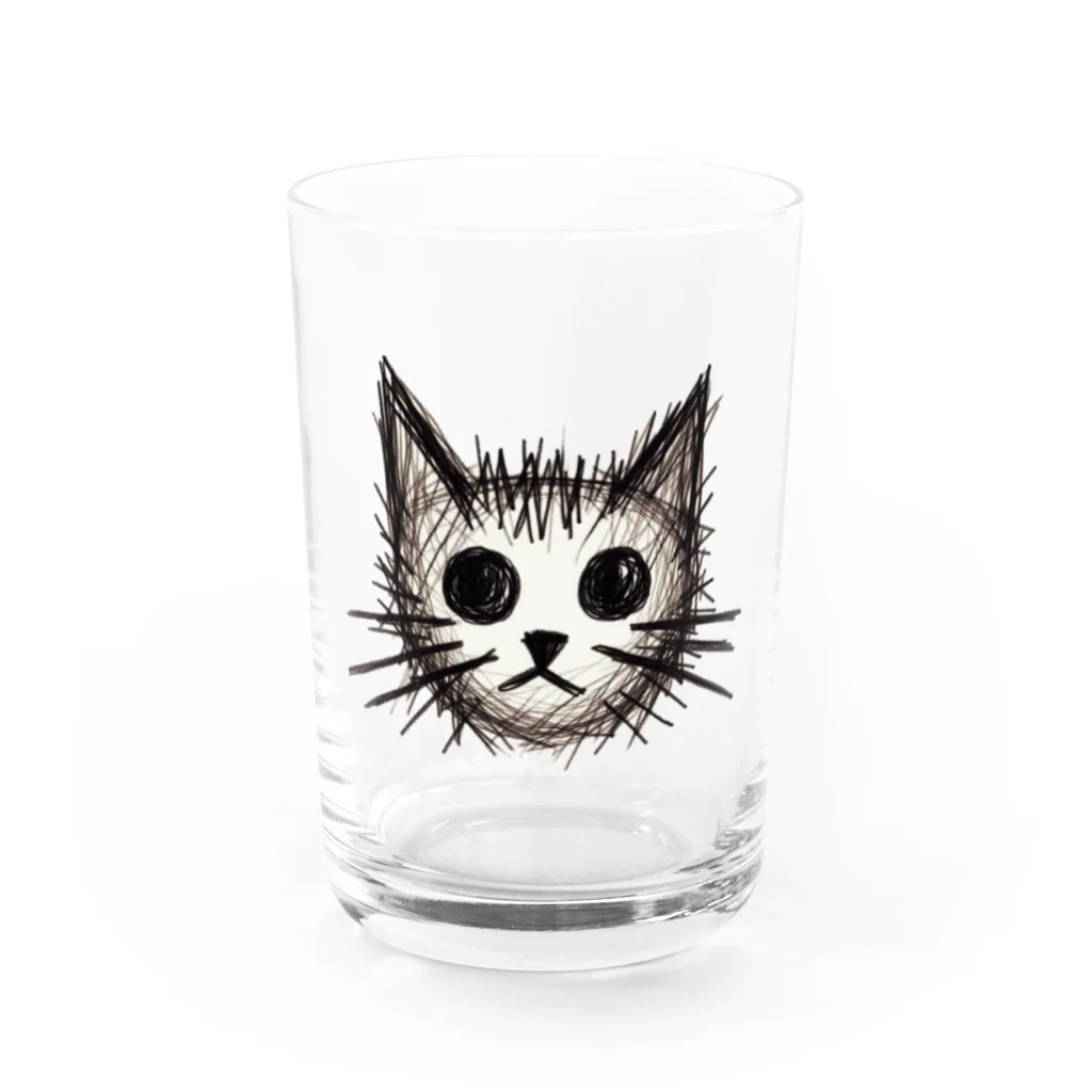 @猫グッズ製作所のねこ落書き Water Glass :front