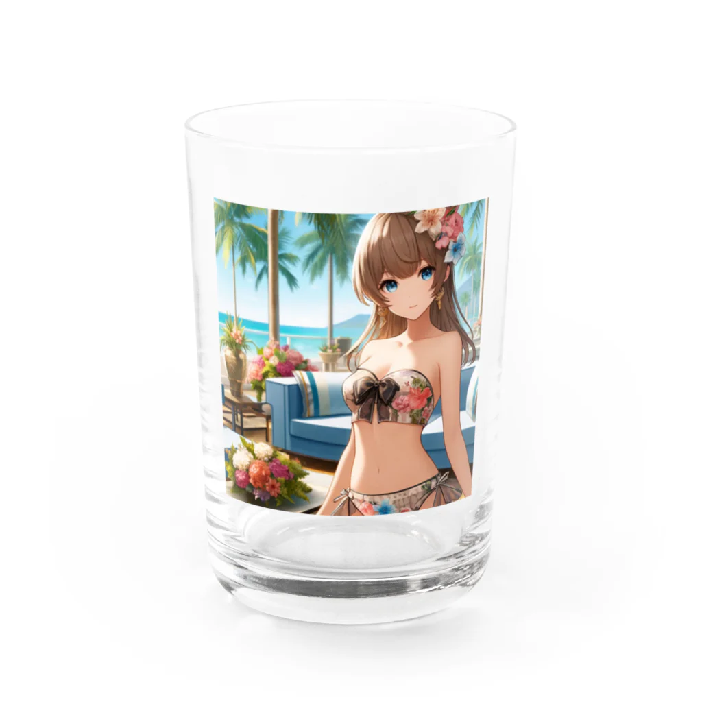 かるるんショップの海と南国と水着と　夏休み Water Glass :front