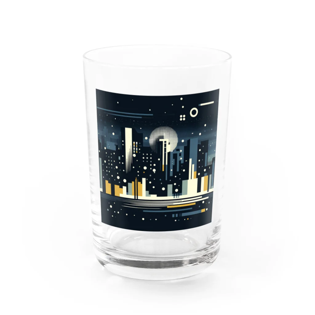 抽象画の世界の都会の夜景の抽象画 Water Glass :front