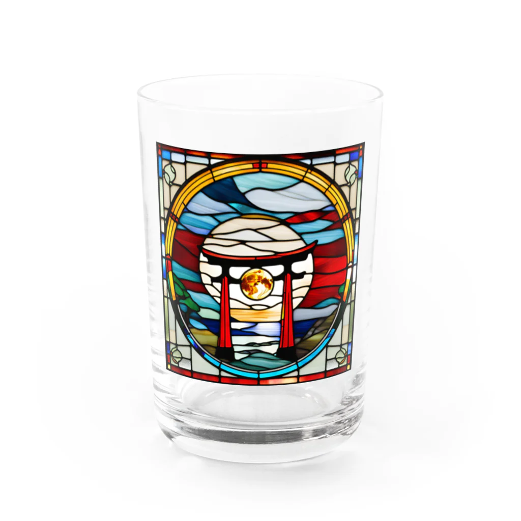 JoyfulMomentsCraftsの満月と鳥居　ー Full Moon and Torii ー Water Glass :front