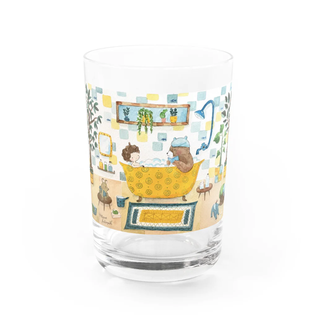 ブルーグリーンの楽しいバスタイム Water Glass :front