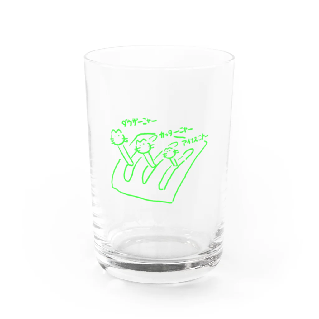 knockin-bluesのPIN３種猫(緑) Water Glass :front