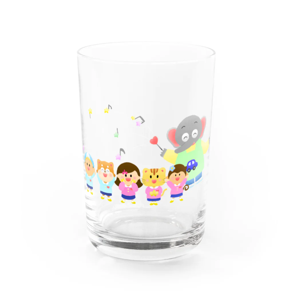 エレファント先生と虹色こどもたちのエレファント先生キラキラ Water Glass :front