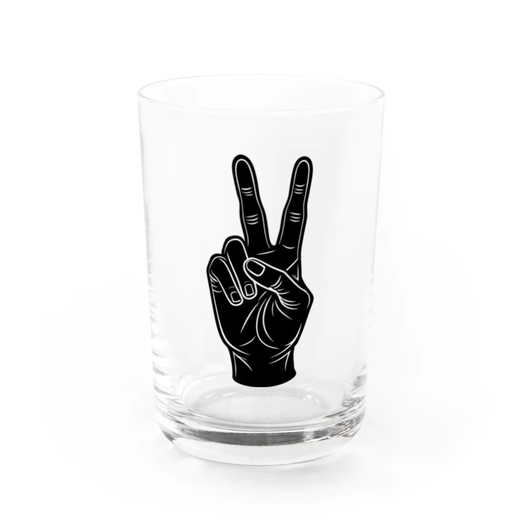 horidesuのピースサイン Water Glass :front