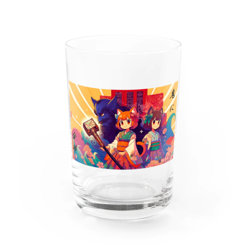 HiroLink's Shopのことわざ物語：鬼に金棒 Water Glass :front