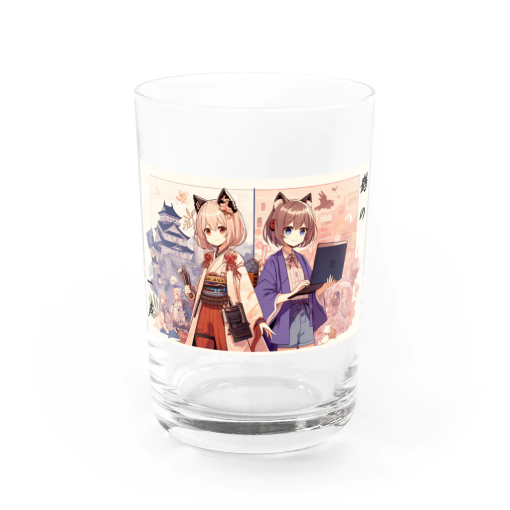 HiroLink's Shopのことわざ物語：鶴の一声 Water Glass :front