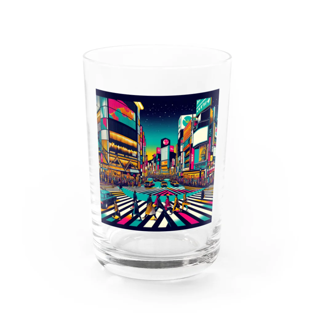 テクノ浮世絵の新旧交差点 - 渋谷スクランブル Water Glass :front