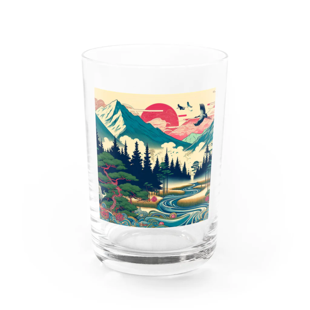 テクノ浮世絵の北海道の神秘 - 伝統と現代の融合 Water Glass :front