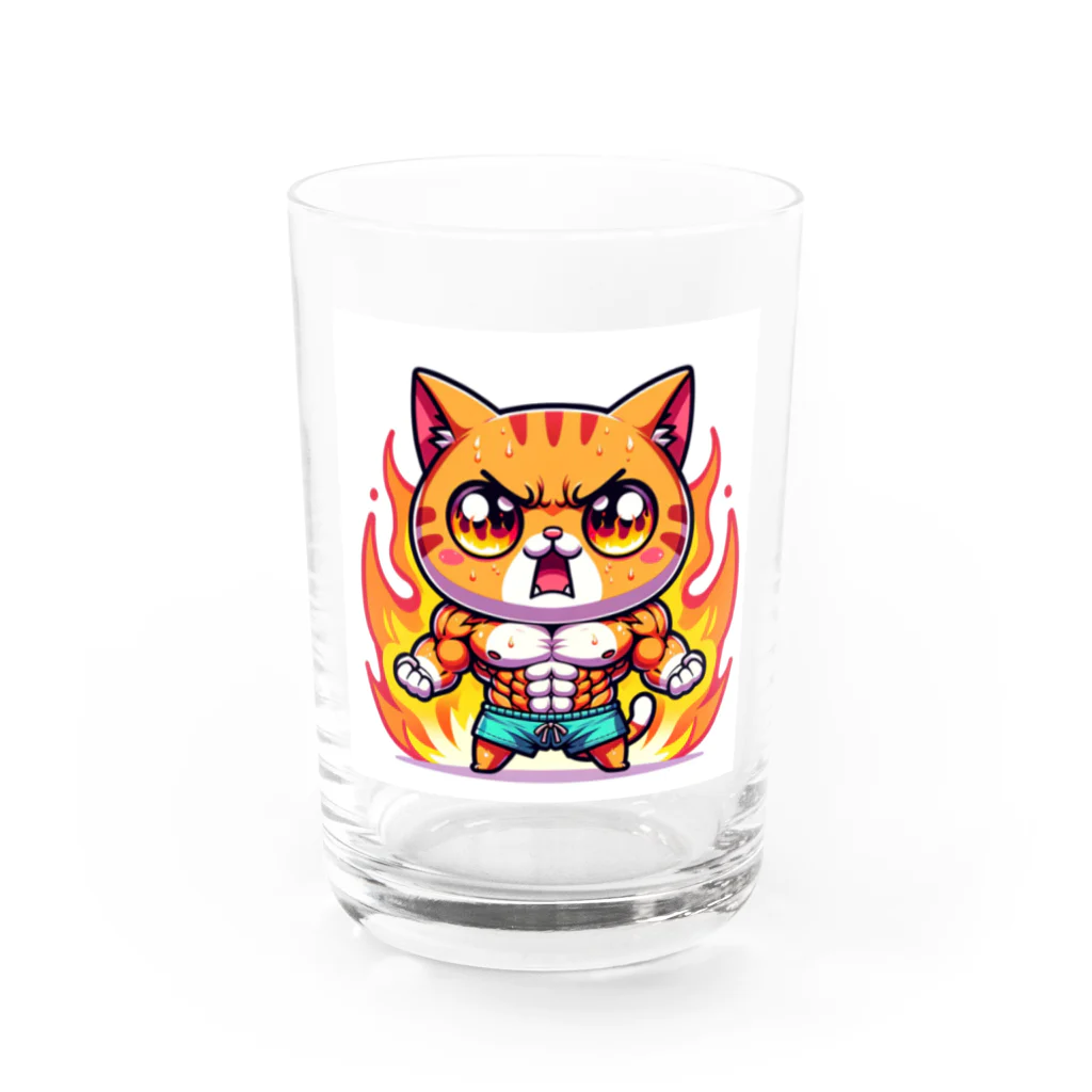 pikapikaの燃える猫マッチョ Water Glass :front