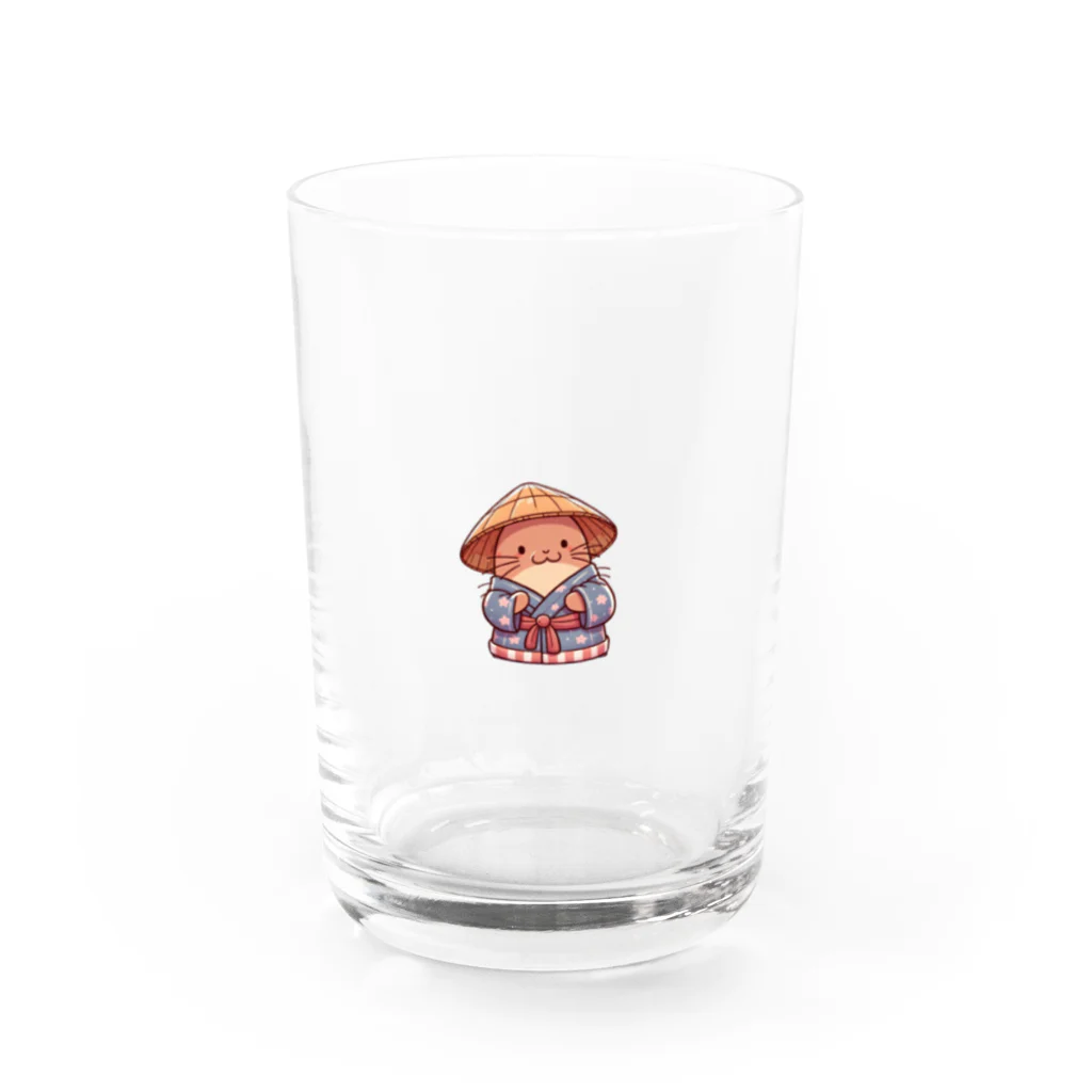 れいの和みのカワウソ：伝統衣装でこんにちは Water Glass :front