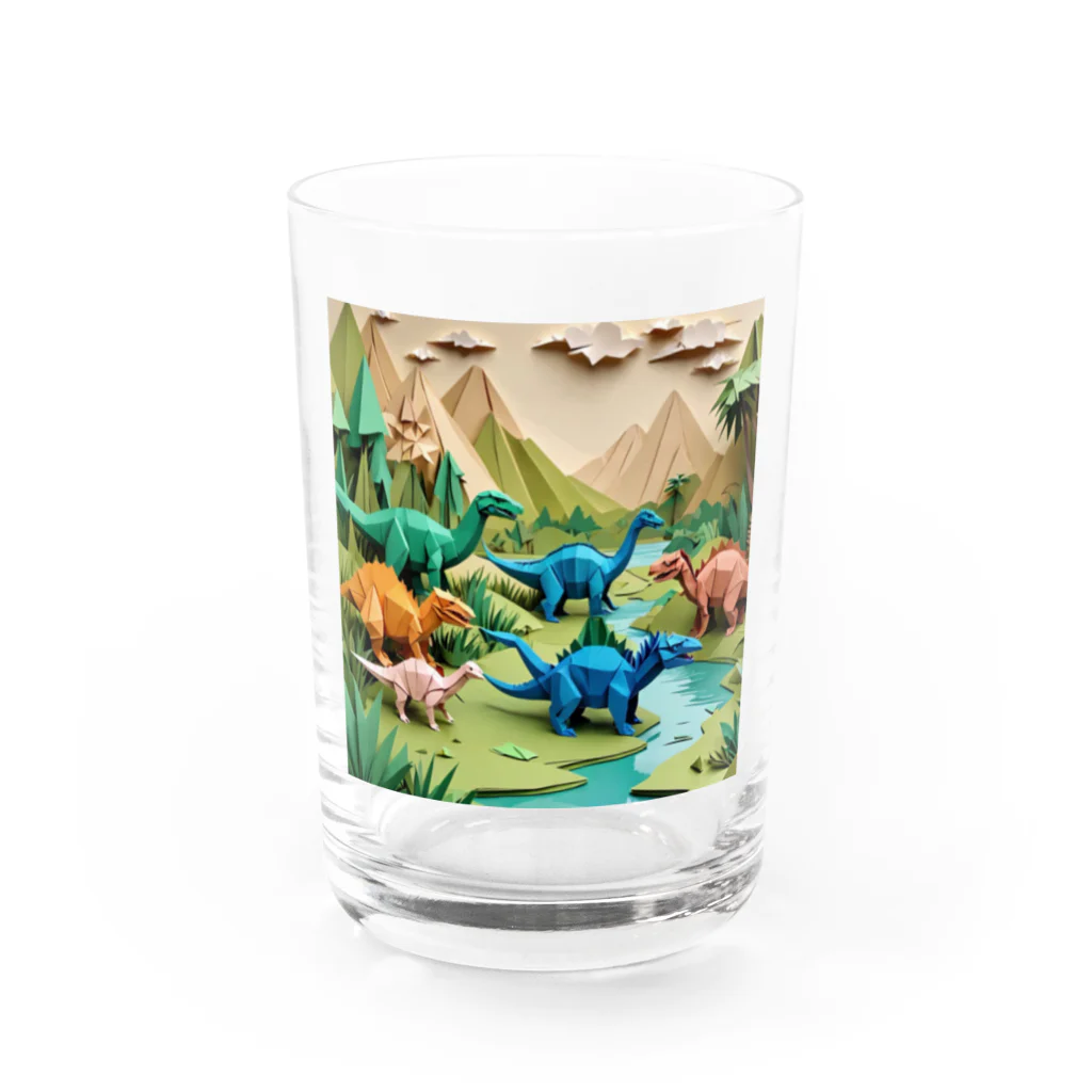 OTIRUBUTUBUTUの折り紙でザウルス Water Glass :front