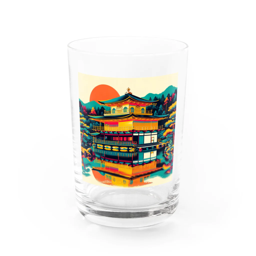 テクノ浮世絵の金閣寺の光彩 Water Glass :front