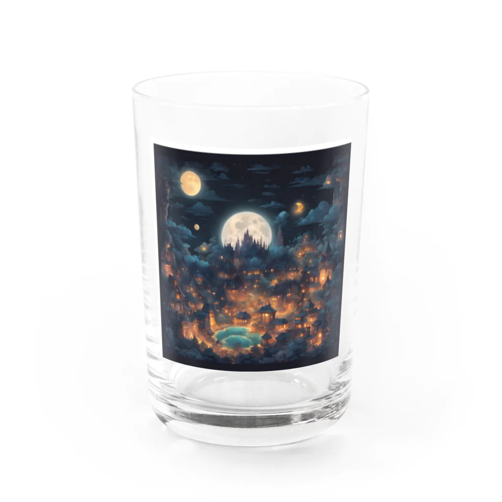 みんな自由の翼の異世界風夜の町 Water Glass :front