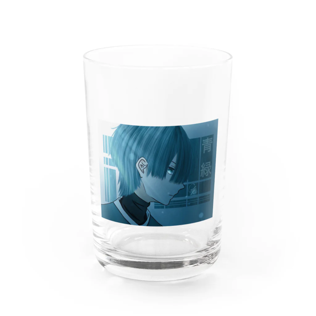 青いキャンバスの青緑+ Water Glass :front