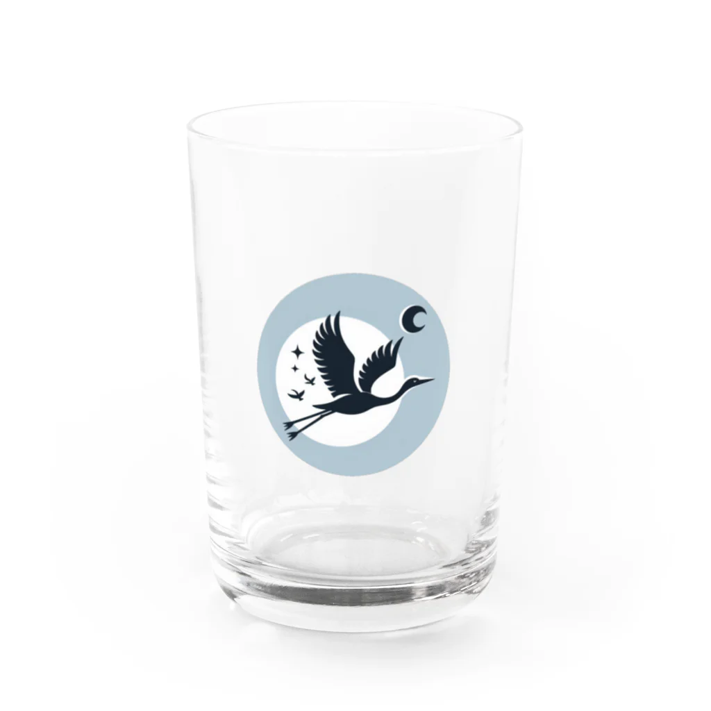 moontajの鶴の夜散歩 Water Glass :front