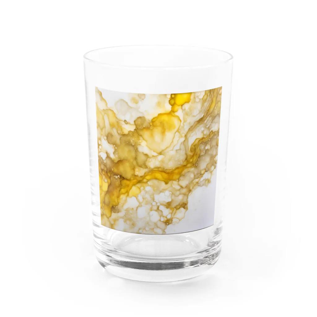 Haru_Pooh_のアルコールインクアート　-YELLOW- Water Glass :front