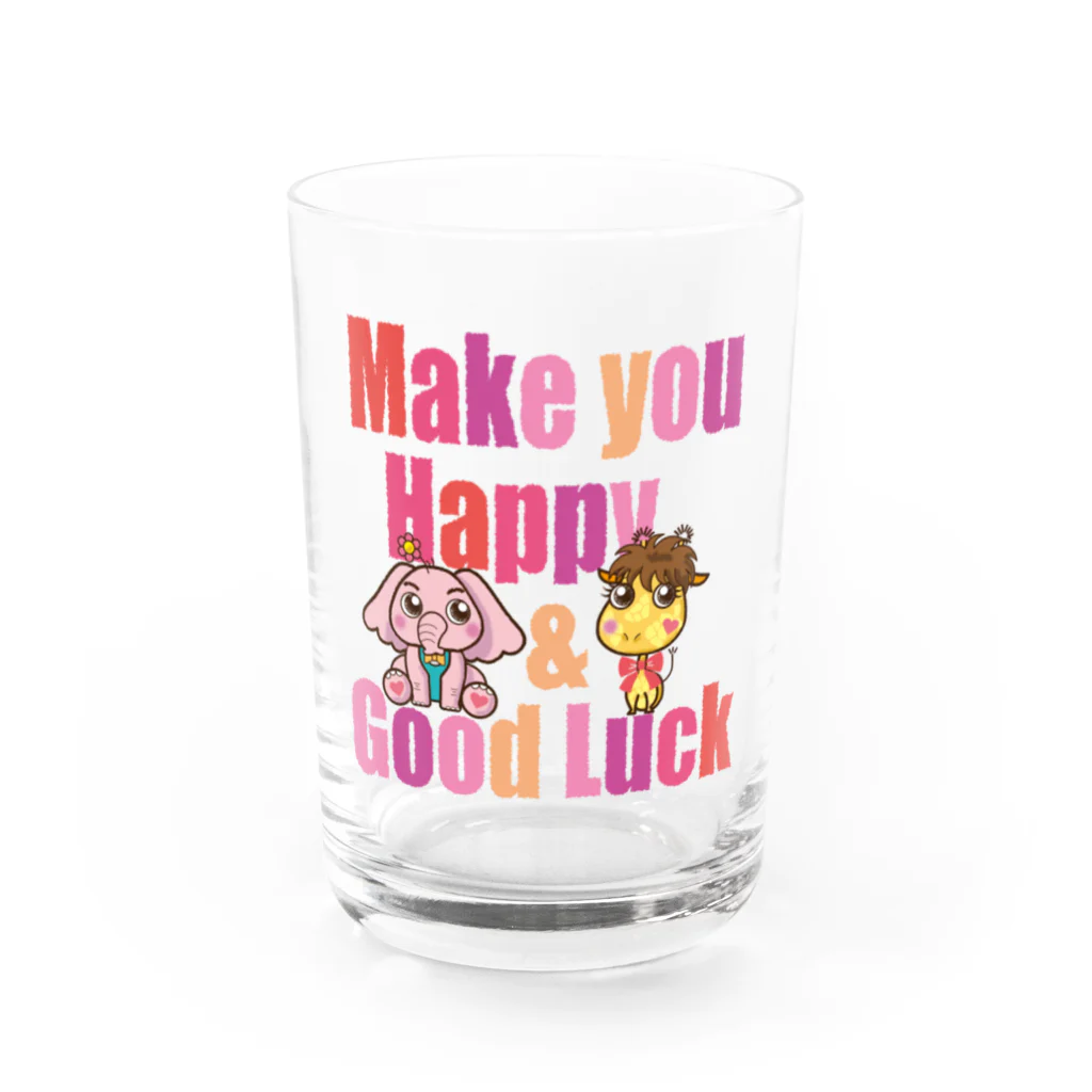 H&L_lab.のハピぞうくんとラキりんちゃん Water Glass :front