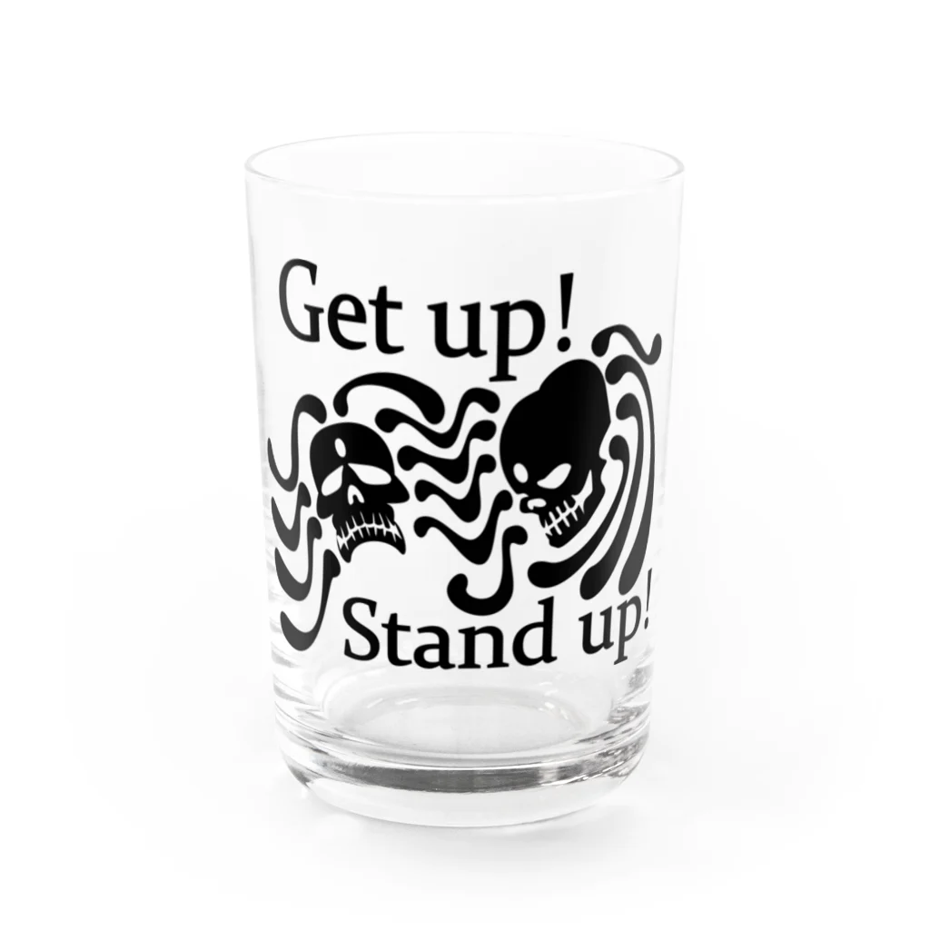 『NG （Niche・Gate）』ニッチゲート-- IN SUZURIのGet Up! Stand Up!(黒) Water Glass :front