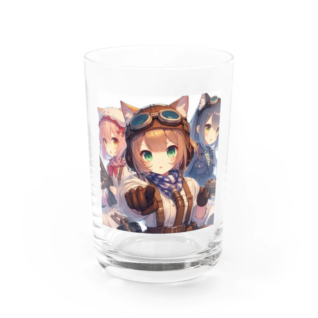 SWQAの猫パイロット仲間たち Water Glass :front